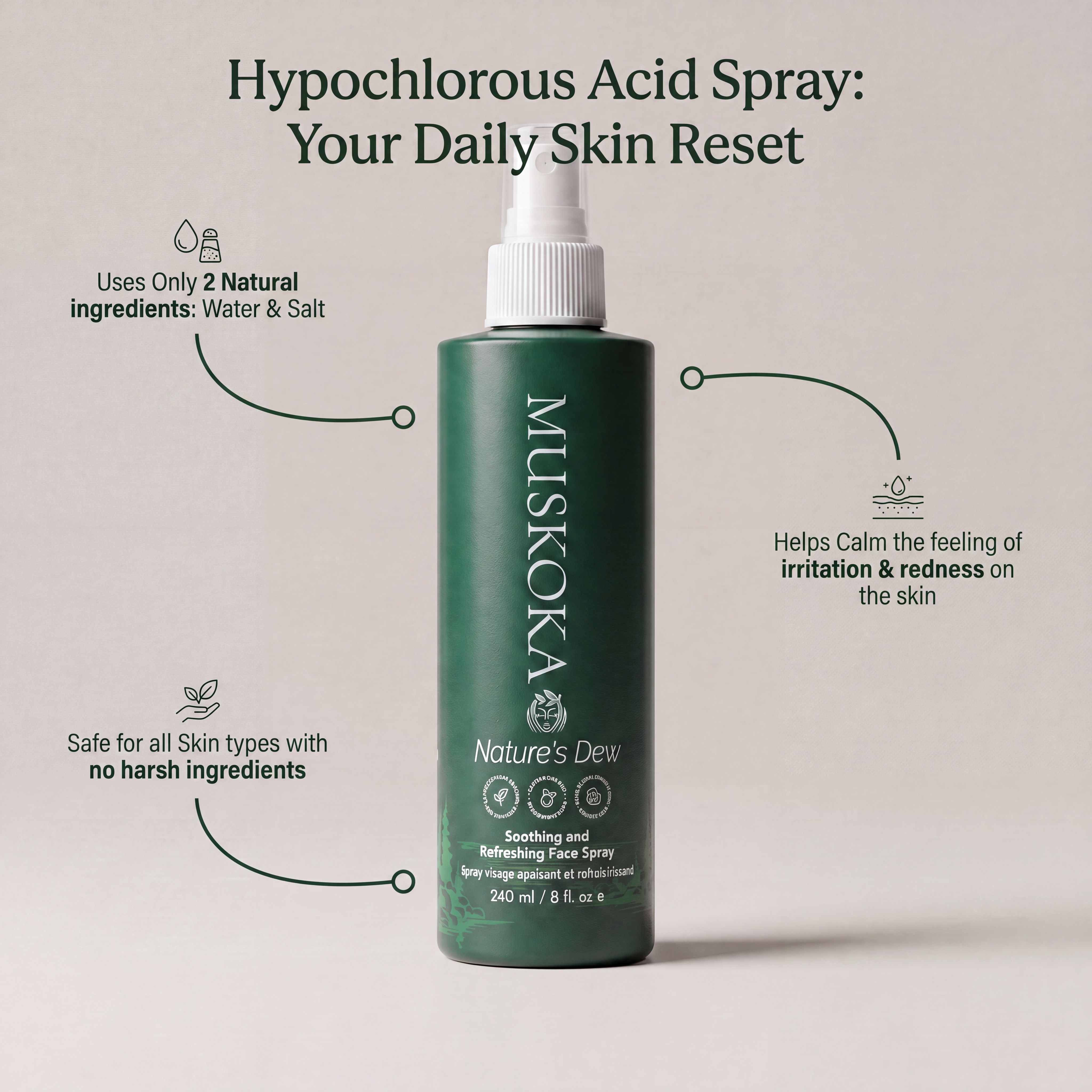 Nature's Dew Unscented Hypochlorous Acid Facial Mist